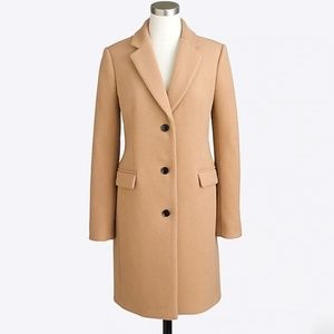 J. Crew Camel Long Wool Pea Coat Petite Topcoat